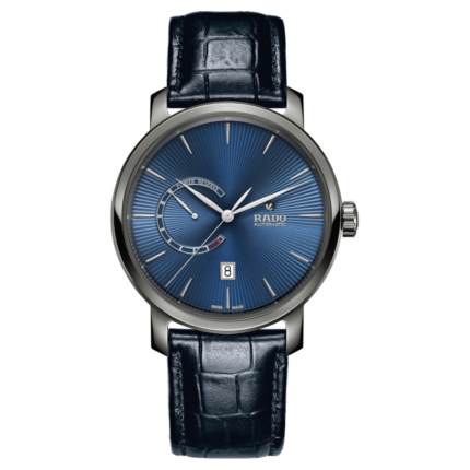 Rado DiaMaster Automatic Power Reserve watch Blue dial Leather Bracelet 43MM