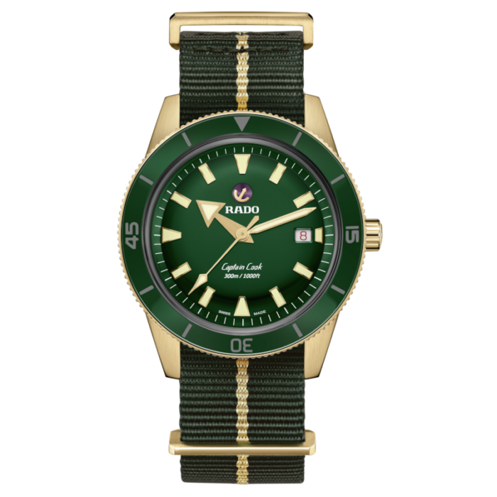 Montre Rado Captain Cook Automatic Bronze Cadran Vert Bracelet Tissu 42MM