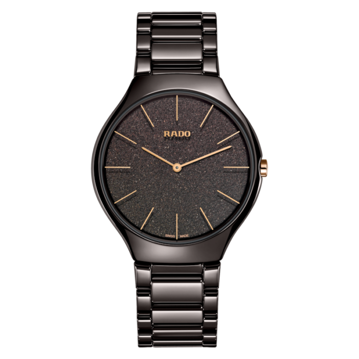 Montre Rado True Thinline Stud Cadran Brun Bracelet Céramique 39MM