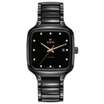 Montre Rado True Square 12 Diamonds Cadran Noir Bracelet Céramique 40MM