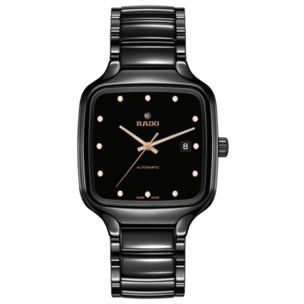 Rado True Square 12 Diamonds Black Dial Ceramic Bracelet 40MM