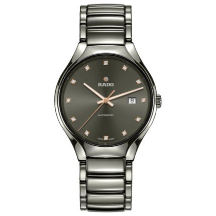 Rado True Automatic 12 Diamonds Grey Dial Ceramic Bracelet 40MM