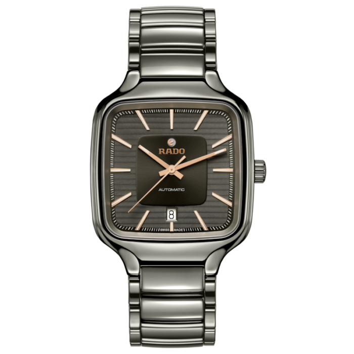 Montre Rado True Square Automatic Cadran Gris Bracelet Céramique 38MM