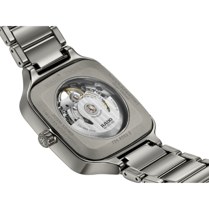 Montre Rado True Square Automatic Skeleton Cadran Gris Bracelet Céramique 38MM