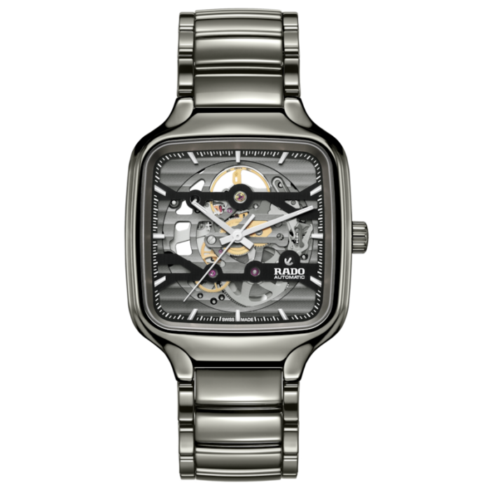 Montre Rado True Square Automatic Skeleton Cadran Gris Bracelet Céramique 38MM