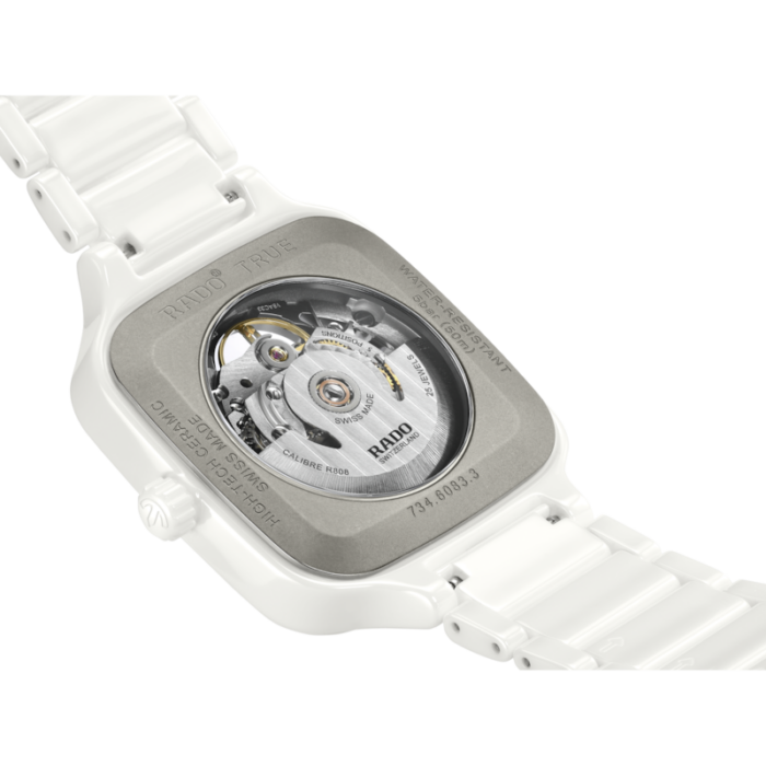 Montre Rado True Square Automatic Skeleton Cadran Blanc Bracelet Céramique 38MM