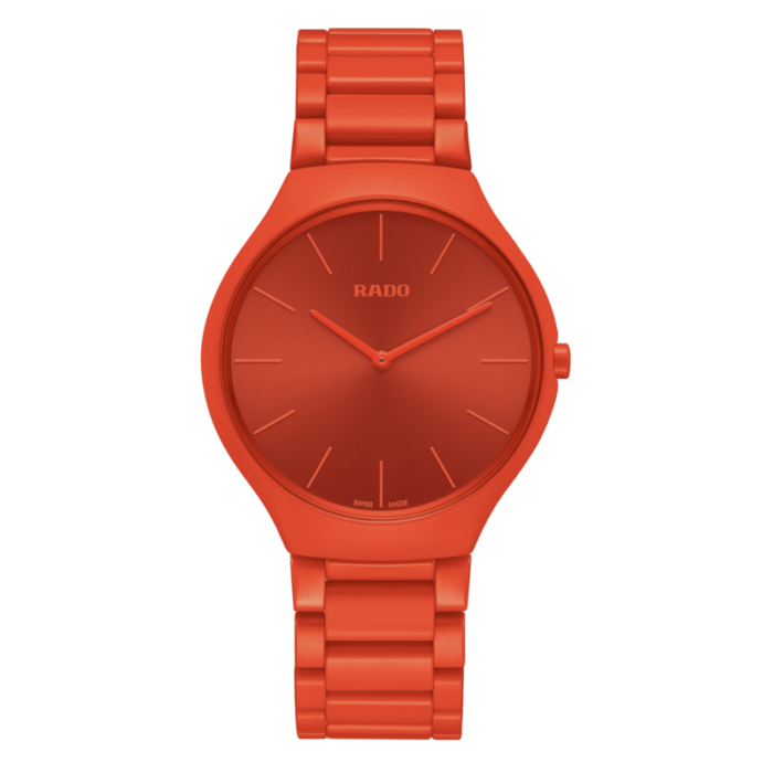 Montre Rado True Thinline Les Couleurs™ Le Corbusier Powerful Orange Quartz Bracelet Céramique 39MM