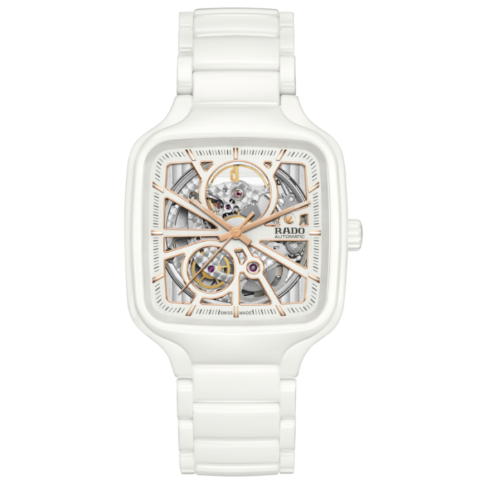 Montre Rado True Square Automatic Cadran Blanc Bracelet Céramique 38MM