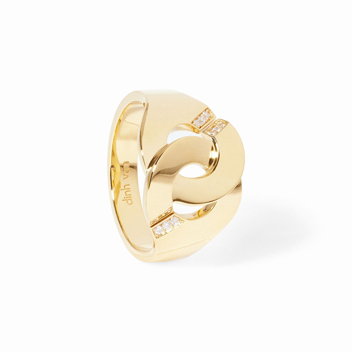 Bague Dinh Van Menottes Moyen Modèle Or Jaune et Diamants