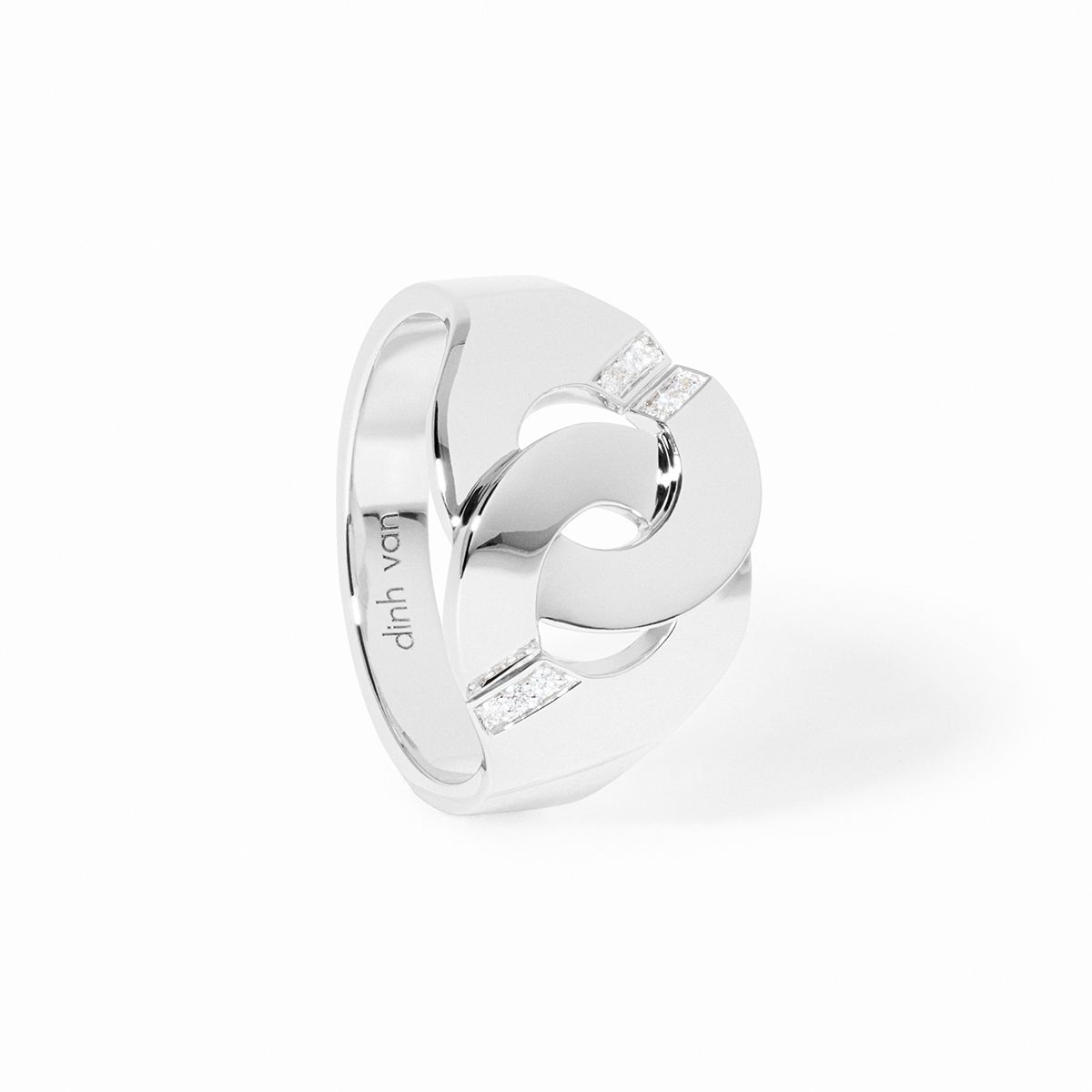 Bague Dinh Van Menottes Moyen Modèle Diamants Or Blanc