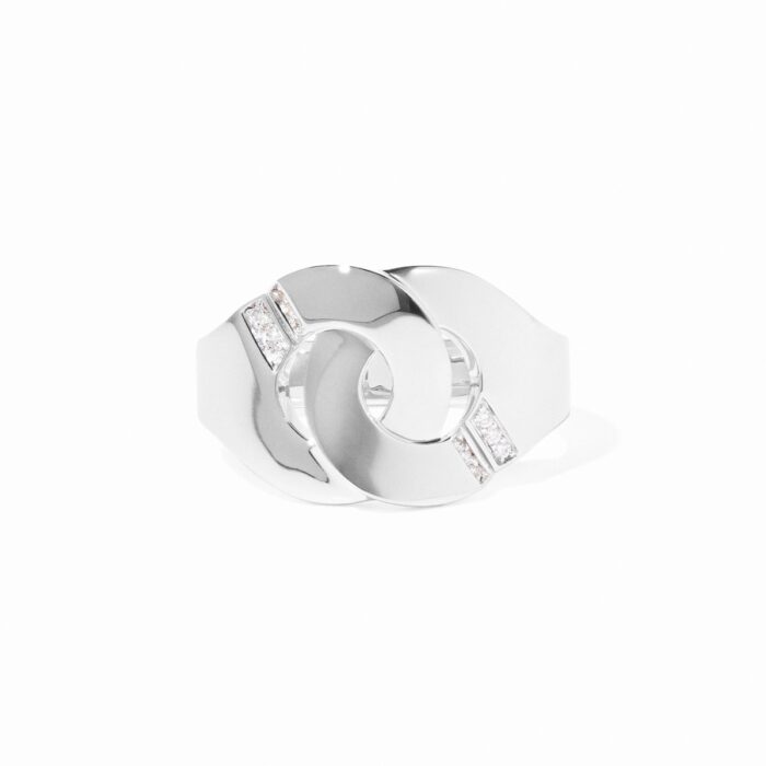 Bague Dinh Van Menottes Moyen Modèle Diamants Or Blanc