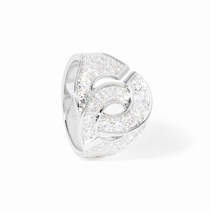 Bague Dinh Van Menottes Grand Modèle Diamants Or Blanc