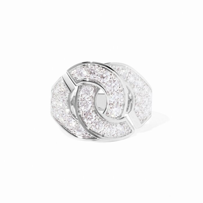 Bague Dinh Van Menottes Grand Modèle Diamants Or Blanc