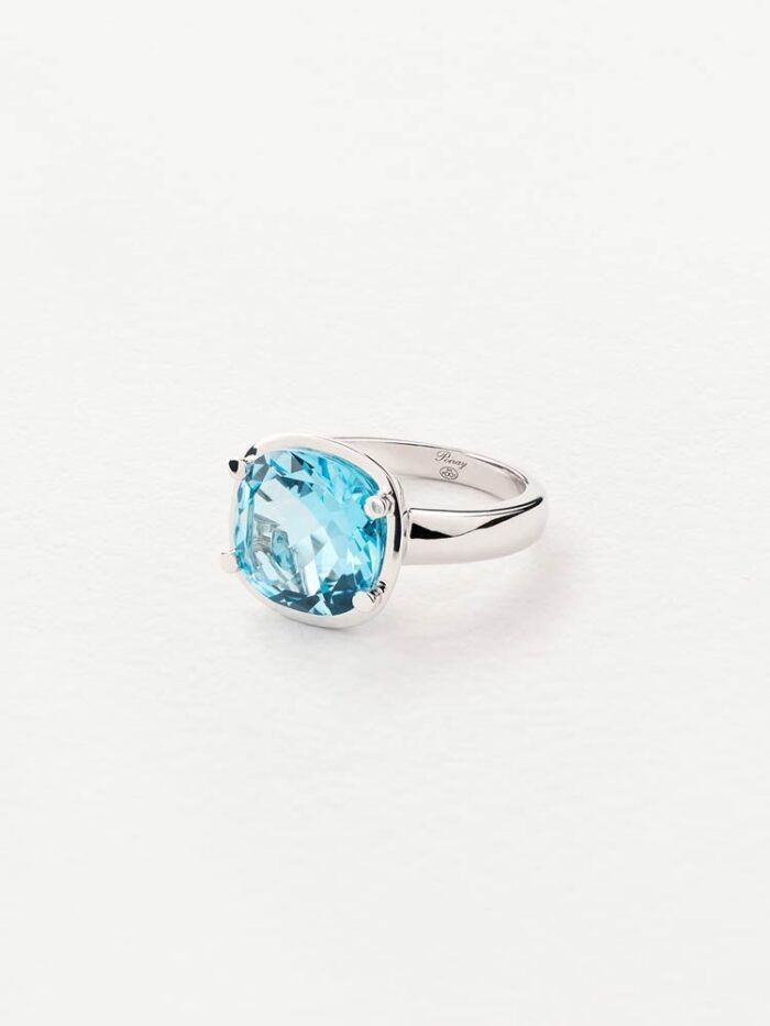 Bague Poiray Filles Antik Topaze Bleue Or Blanc