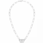 Pendentif Dinh Van Menottes R15 Or Blanc et Diamants sur Chaîne