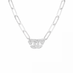 Pendentif Dinh Van Menottes R15 Or Blanc et Diamants sur Chaîne