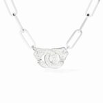 Collier Dinh Van Menottes sur Chaîne Très Grand Modèle Diamants Or Blanc