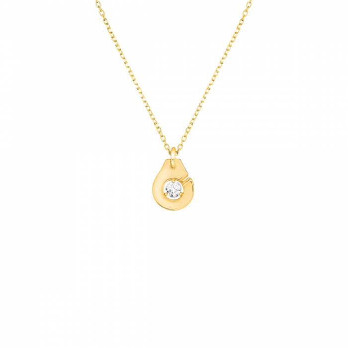 Pendentif Dinh Van Menottes R8 Or Jaune et Diamants sur Chaîne