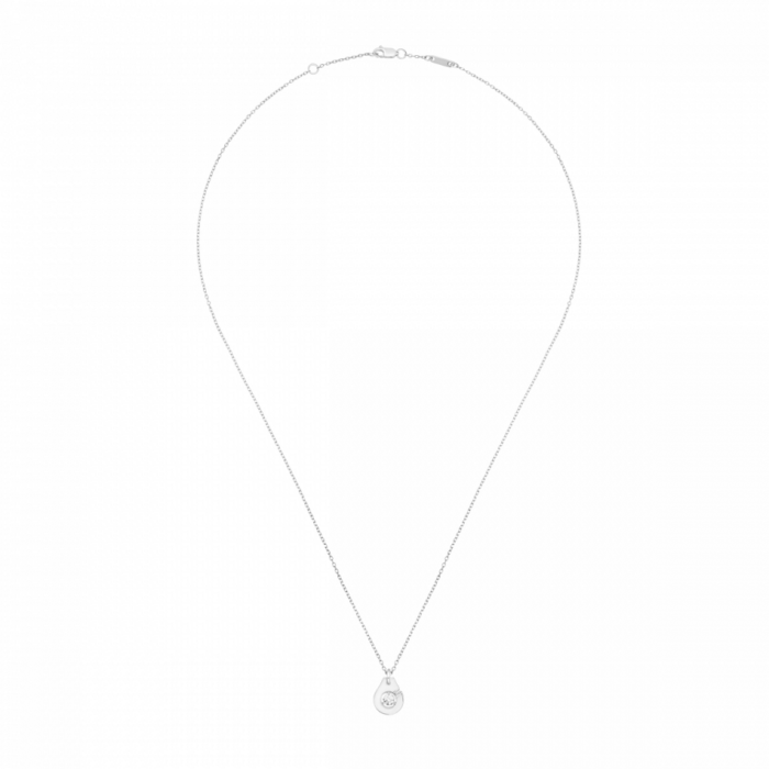 Pendentif Dinh Van Menottes R8 Or Blanc et Diamants sur Chaîne