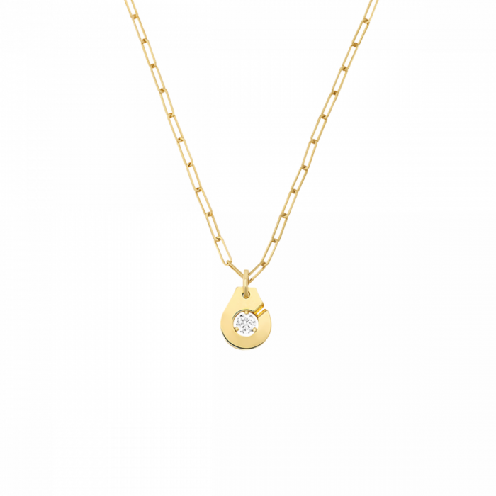 Pendentif Dinh Van Menottes R10 Or Jaune et Diamants sur Chaîne