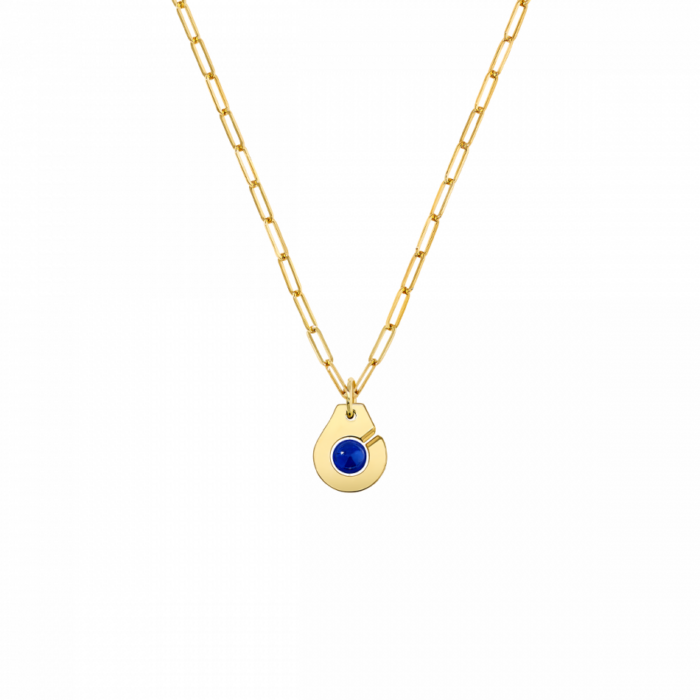 Pendentif Dinh Van Menottes R10 Or Jaune et Lapis Lazuli sur Chaîne