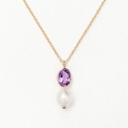 Collier Poiray Perles Précieuses Grand Modèle Améthyste Or Jaune