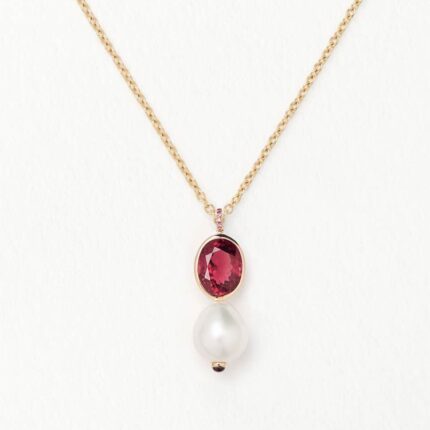 Collier Poiray Perles Précieuses Grand Modèle Rhodolite Or Jaune
