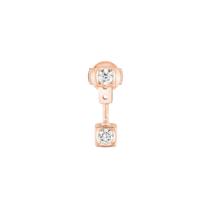 Mono Boucle D’oreille Dinh Van Le Cube Diamant Or Rose et Diamants