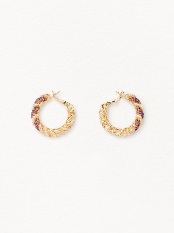 Boucles d'Oreilles Poiray Dune de Poiray Rhodolite Or Jaune