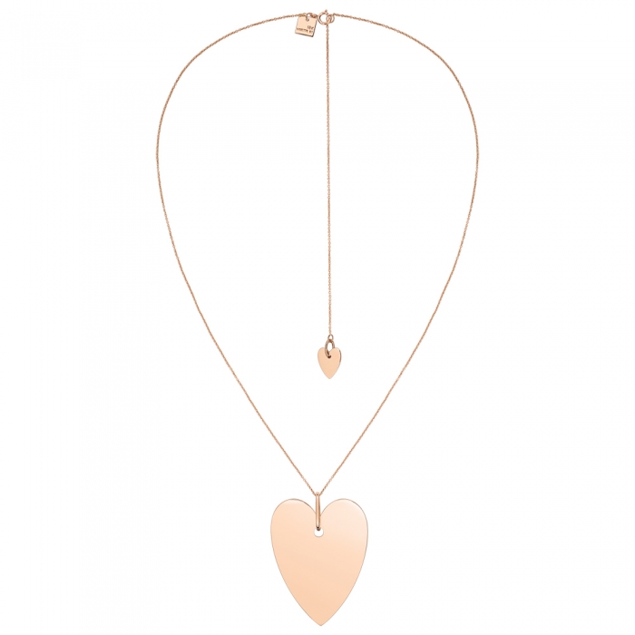 Collier Ginette NY Angèle Jumbo Heart On Chain Or Rose