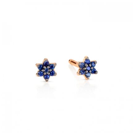 Boucles d'Oreilles Ginette NY Mini Sapphire Star Studs Or Rose