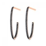 Boucles d'Oreilles Ginette NY Ellipse Black Diamond Hoops Or Rose