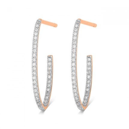 Boucles d'Oreilles Ginette NY Ellipse Diamond Hoops Or Rose