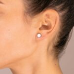 Boucles d'Oreilles Ginette NY Ever White Agate Disc Studs Or Rose