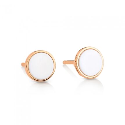 Boucles d'Oreilles Ginette NY Ever White Agate Disc Studs Or Rose