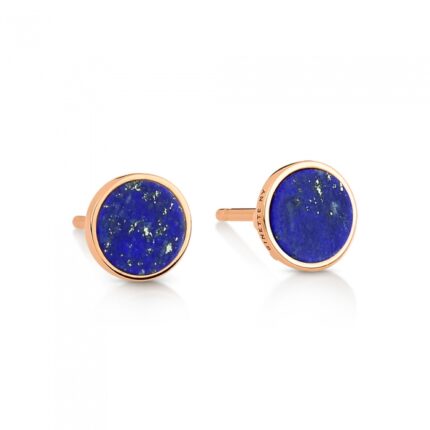 Earrings Ginette NY Ever Lapis Disc Studs Rose Gold