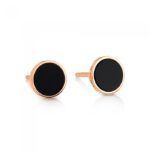 Boucles d'Oreilles Ginette NY Ever Onyx Disc Studs Or Rose