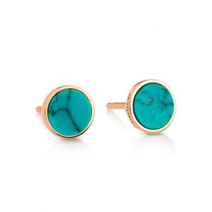 Boucles d'Oreilles Ginette NY Ever Turquoise Disc Studs Or Rose