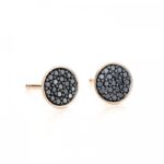 Boucles d'Oreilles Ginette NY Black Diamond Sequin Studs Or Rose