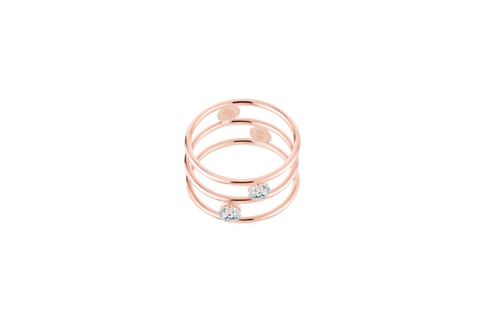 3350Bague La Brune & La Blonde Double Hula Hoop Or Rose