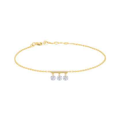 Bracelet La Brune & La Blonde Pampilles 3 Diamants Or Jaune