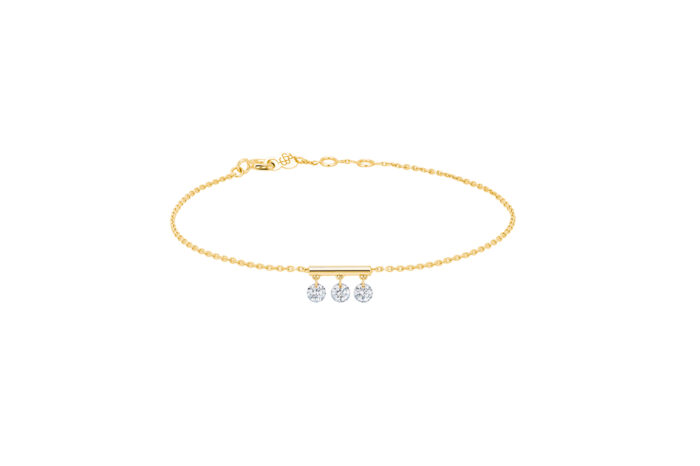 Bracelet La Brune & La Blonde Pampilles 3 Diamants Or Jaune