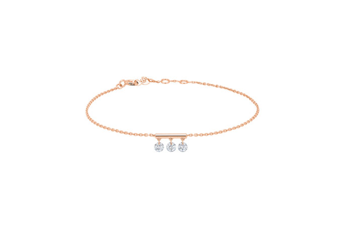 Bracelet La Brune & La Blonde Pampilles 3 Diamants Or Rose