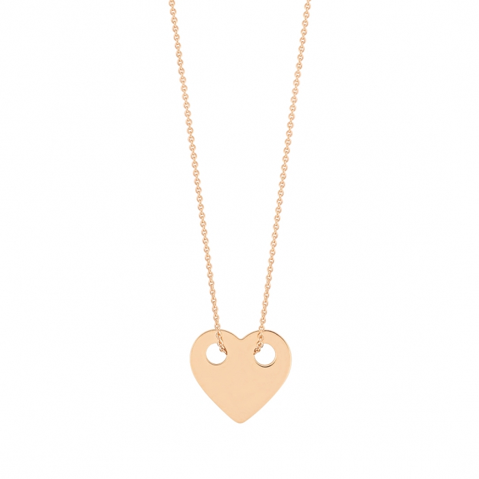 Collier Ginette NY Mini Heart On Chain Or Rose