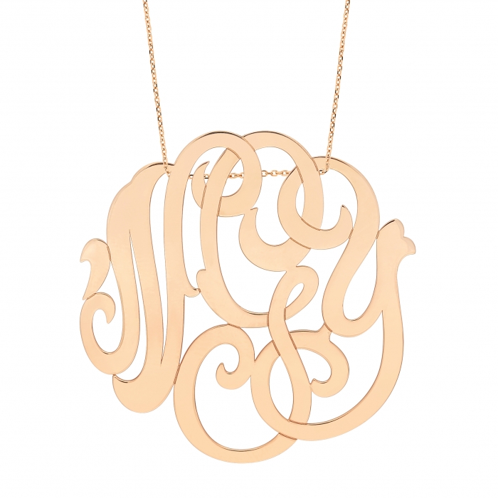 Collier Ginette NY Lace Monogram "NGY" On Chain Or Rose