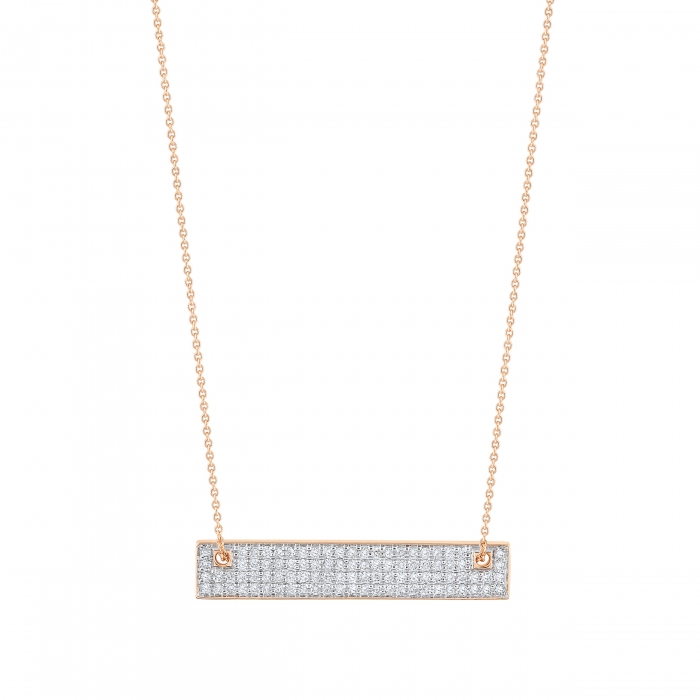 Collier Ginette NY Mini Diamond Baguette On Chain Or Rose