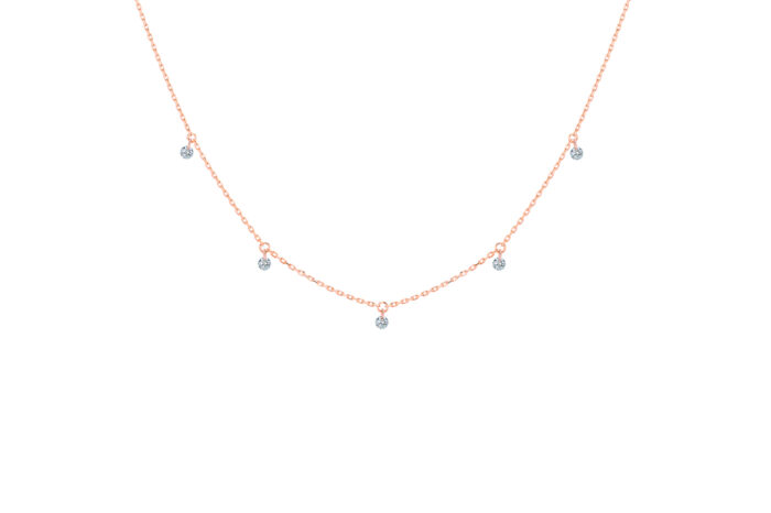 Collier La Brune & La Blonde 360° 5 Diamants Or Rose