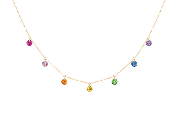 Collier La Brune & La Blonde Confetti Rainbow 7 Pierres Or Jaune