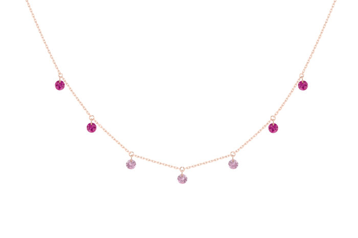 Collier La Brune & La Blonde Confetti Rose 7 Pierres Or Rose