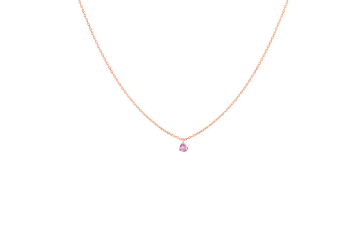 Collier La Brune & La Blonde Confetti Saphir Rose Taille Coeur Or Rose